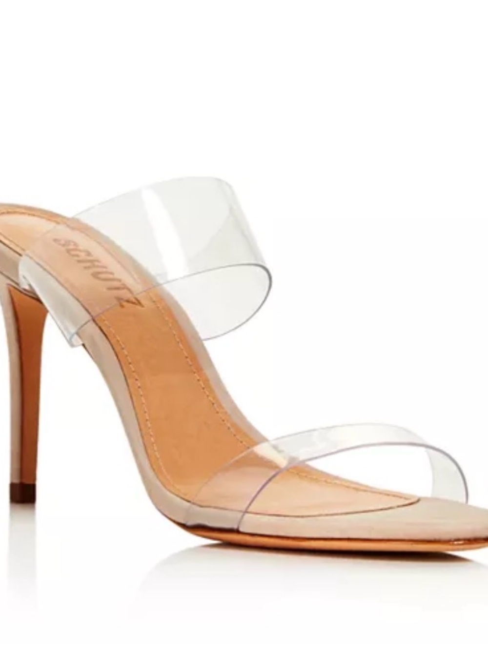 SCHUTZ  Ariella Clear Strap Nude Stiletto Mule